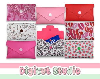 Compact Pouches svg. No sew Coin purse svg. Lined Pouch. Pouch bundle.  Wallet Svg. Scalloped pouch. Rounded pouch. Envelope pouch. HS38.