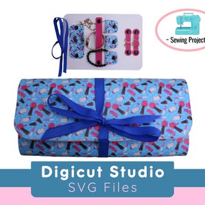 Rollo de joyas SVG. Rollo de joyas SVG. Porta anillos SVG. Accesorios de viaje SVG. Proyecto de costura simple SVG. Proyecto Snap. Porta relojes. AC115.