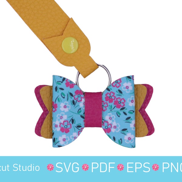 Key chain bow SVG.  Bow key ring. Small Fob wristlet set SVG.  Key fob svg.  Key chains svg. Double tail bow. Bow Bag tag.  Hair bows. HB156