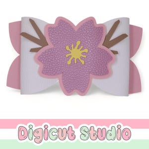 Cherry Blossom bow SVG. Sakura hair bow svg. Spring hair bow. Celebration bow. Japan holiday bow. Classic bow svg. Faux Leather bow. HB189