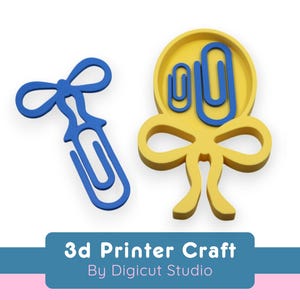 3d printing bow paper clip stl. Bow Bookmark STL. Paper Clip holder stl. Paper clip stl. School desk accessories. Coquette accessories. D35