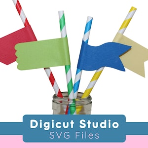 Straw flag SVG. Straw pennants Svg. Straw decoration svg. Party decoration svg. Scalloped pennant svg. Drink decoration svg. Template. PR2.