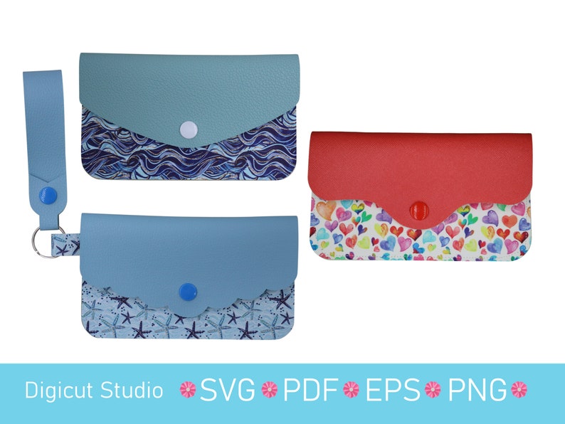 Pouch Bundle 1 SVG. Pouches Svg. Pencil Case SVG. Phone pouch svg. Ear bud holder. Clutch Svg. Wallet svg. Compact pouch. Trading card. image 6