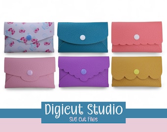 Compact Pouches svg. No sew Coin purse svg. Pouch bundle svg.   Card holder svg. Wallet Svg. Scalloped pouch. Rounded pouch. Envelope pouch.