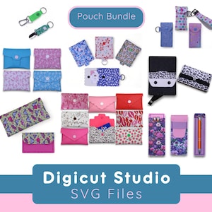 Beutel Bundle SVG. Geldbörse svg. Kreditkarte Schlüsselanhänger. Lippenstift-Beutel svg. Geldbeutel. Kompakte Beutel SVG. Stiftetäschchen. Stifthalter. B1.