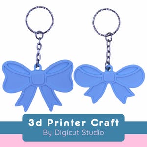 Impression 3D du fichier STL du porte-clés Coquette Bow. Porte-clés DIY. Fichier d'impression 3D Bow. Fichier STL bling bling. Accessoires de sac d'école.  Noeud pour cheveux D16.
