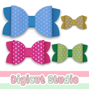 Multi Sized Classic Hair Bow SVG file. 4 Sizes. Hairbow cutting template. 6.5 inch bow. 3 inch Basic Bow. Hand Cut. Beginners Bow. HB202.