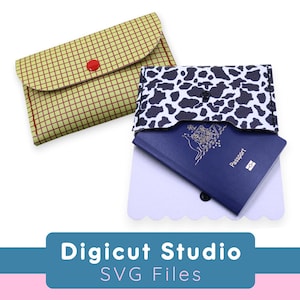 手縫いのパスポート ホルダー svg。手縫いのポーチ svg。スカラップ ポーチ svg。手縫い svg。旅行用アクセサリー svg。パスポート ポーチ。HS51。