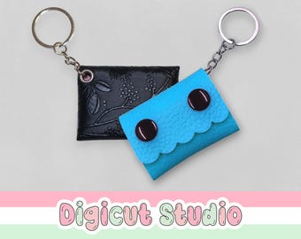Miniature Key Chain Pouches svg. Mini Scalloped Pouch svg. Mini Rounded Pouch svg.  Key Ring Pouch svg. Bag accessories SVG. No Sew. HS52.