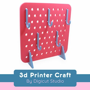 3d printing Mini Pegboard STL file. Desktop Peg board STL file. 3d print peg board. Peg board hook. Peg Board Stand. Jewellery stand D22.