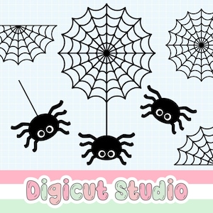 Spinne & Netz SVG. Niedliche Spinne svg. Vollständiges Web svg. Halbes Spinnennetz svg. Viertelweb. Hängende Spinne SVG. Halloween Dekoration. HTV12