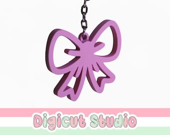 3d printing Bow Key Chain STL file. DIY key chain. Pretty bow 3d Print file.  Coquette Bow. Bag bling STL file.  School bag accessories. D2.