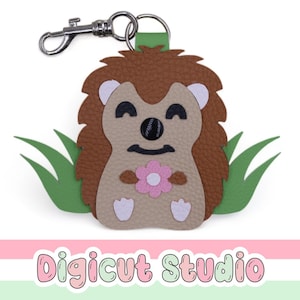 Hedge Hog Key ring svg.  Echidna key chain svg. Hedge Hog svg.  School bag bling. Animal key ring. Forest animals svg. Faux Leather. AC152