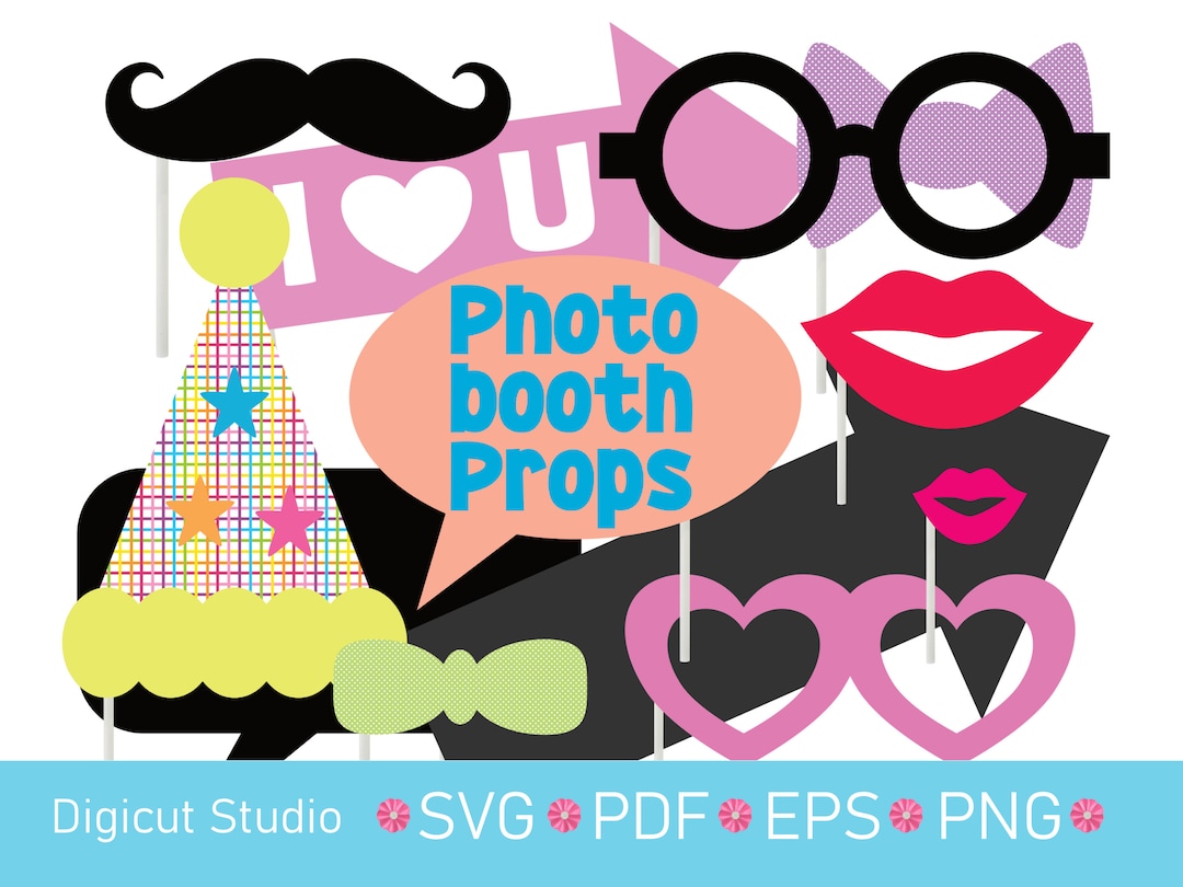 Photo Booth Props SVG Files. Party Pack of Photo Props SVG. Birthday