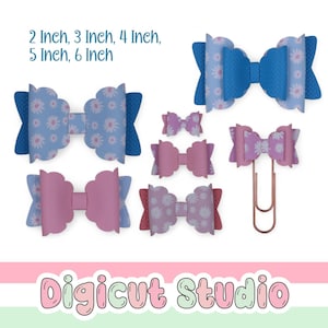 Scalloped Basic Hair Bow SVG file. 5 Sizes. Scalloped bows. Hairbow template. 6 inch stacked bow. 3 inch Basic Bow.  Leatherette bow. HB153.