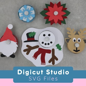 Weihnachtsbatterie Teelichtkerzendekorationen SVG.  Schmelzender Schneemann svg. Rentier Teelicht. Weihnachtsstern SVG. Schneeflocke SVG. CR19.
