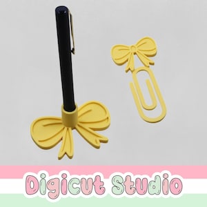3d printing Bow Paper Clip & Bow Pen holder STL file. Paperclip stl. Single pen holder. School desk accessories. Coquette accessories. D29