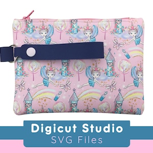 Bolsa de maquillaje con cremallera Svg. Bolsa de muñeca Svg. Plantilla de proyecto de costura simple. Estuche pequeño para bolígrafos Svg. Neceser Svg. Cartera con cremallera. WP35.
