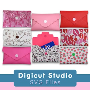 Kompakte Beutel svg. Keine nähen Geldbörse svg. Gefütterte Tasche. Beutel-Bundle.  Geldbörse svg. Ausgebogter Beutel. Abgerundetes Täschchen. Envelope Tasche. HS38.