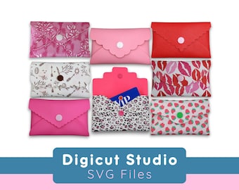 Compact Pouches svg. No sew Coin purse svg. Lined Pouch. Pouch bundle.  Wallet Svg. Scalloped pouch. Rounded pouch. Envelope pouch. HS38.