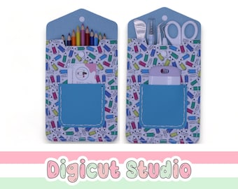 Snijmachine tool zakje svg. Handgestikt zakje. Potloodzakje svg. Etui. Toilettas svg. Briefpapier zakje svg.  Kunstleer HS6.