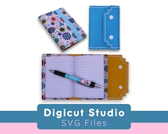 Hand Sew Mini Composition Book cover SVG.  Notebook cover SVG. Snap project.  Mini notebook sleeve.   Note book pouch. Faux leather HS40.