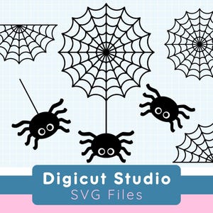 Ragno e ragnatela SVG. Ragno carino svg. Ragnatela intera svg. Mezza ragnatela svg. Un quarto di ragnatela. Ragno appeso SVG. Decorazione di Halloween. HTV12
