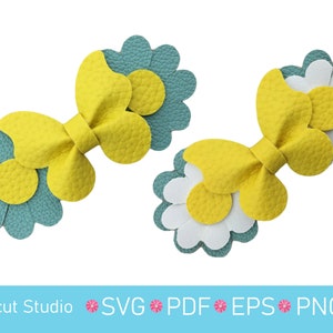 Pinched Butterfly flower Bow SVG Template. SVG Cutting File & PDF.  Flower hair bow. Butterfly hairbow.   Leatherette. Cricut Files. HB28.