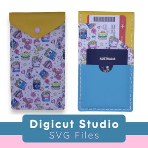 Cartera de viaje cosida a mano SVG. Porta pasaporte SVG. Porta tarjeta de embarque SVG. Estuche para teléfono SVG. Bolso de viaje SVG. Organizador de viaje SVG. Bolso. HS12.