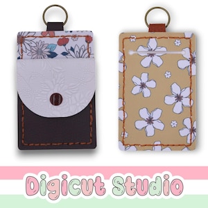 Card holder & Coin purse key chain svg.  Hand sew or machine sew. Key ring svg. Coin pouch svg.  Card sleeve svg. Bus pass svg.  HS35.