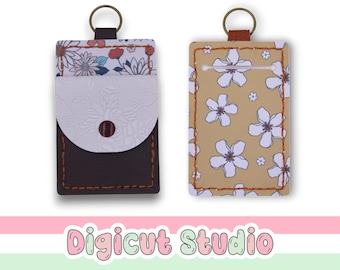 Card holder & Coin purse key chain svg.  Hand sew or machine sew. Key ring svg. Coin pouch svg.  Card sleeve svg. Bus pass svg.  HS35.