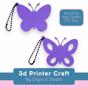 Impression 3D du fichier STL de porte-clés papillon. Porte-clés DIY. Joli fichier d'impression 3D papillon. Étiquette à sac STL.  Accessoires pour cartable stl. D14.