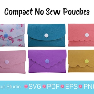 Pouch Bundle 1 SVG. Pouches Svg. Pencil Case SVG. Phone pouch svg. Ear bud holder. Clutch Svg. Wallet svg. Compact pouch. Trading card. image 2