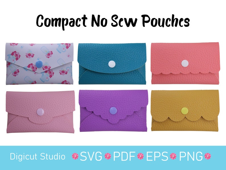 Pouch Bundle 1 SVG. Pouches Svg. Pencil Case SVG. Phone pouch svg. Ear bud holder. Clutch Svg. Wallet svg. Compact pouch. Trading card. image 2