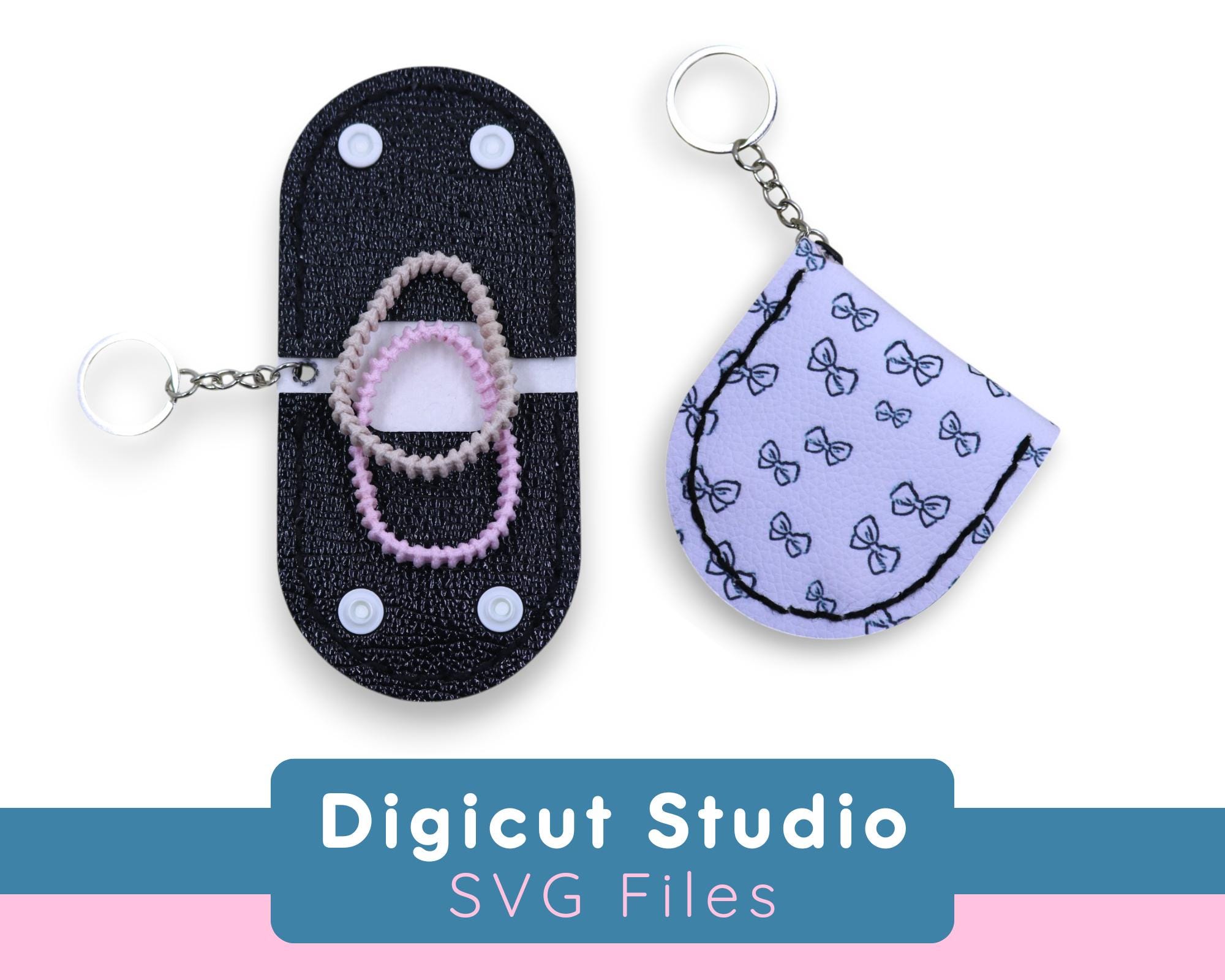 Hair tie holder svg. Hair tie Key ring svg.  Hair tie pouch svg. Mini pouch svg. Hand sew pouch svg. Key ring accessories. Bag bling.  HS53.