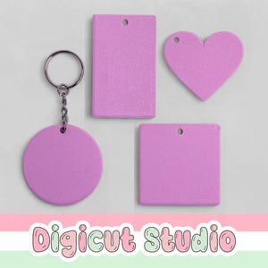 Archivo STL de llaveros para impresora 3D. Archivos STL de llaveros para manualidades. Llaveros DIY. Círculo, corazón, cuadrado y rectángulo. 3D. D1.