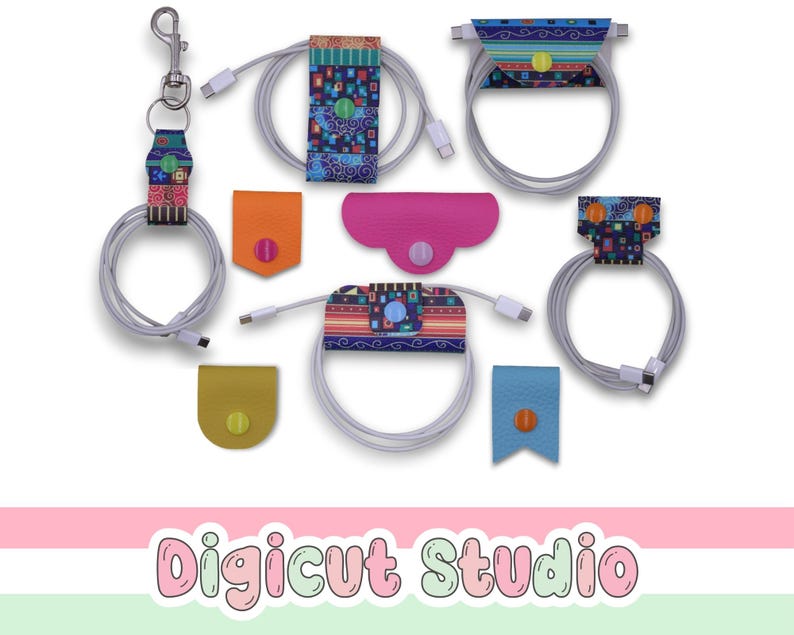 Cable Keepers SVG. Key chain cord holder Svg. Ear bud holder. Cable organiser. Cord wrap. Head phone Organiser. Cutting File. Scraps. AC162. image 1
