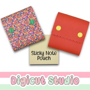 Sticky note pouch svg. Sticky note holder. Stationary accessories svg. Note holder. No Sew, No Glue pouch. Teachers gift. School bag. HS32.
