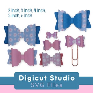Geschulpte Basic Hair Bow SVG-bestand. 5 maten. Geschulpte strikken. Hairbow-sjabloon. 6 inch gestapelde boog. Basisstrik van 3 inch.  Kunstleren strik. HB153.