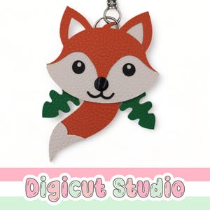 Fox Key ring svg. Fox key chain svg. Fox svg. Fox fob. School bag bling. Animal key ring svg. Forest animals svg. Faux Leather. AC151.