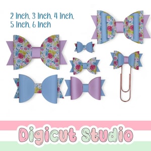 Arquivo SVG de laço de cabelo básico clássico. 5 tamanhos. Molde para cortar laço de cabelo. Laço sobreposto de 15 cm. Laço básico de 7,5 cm. Corte manual. Laço em couro sintético. HB131.