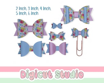 Klassisk grundläggande hårrosett SVG-fil. 5 storlekar. Mall för hårrosettsklippning. 15 cm staplad rosett. 7,5 cm grundläggande rosett. Handskuren. Rosett i konstläder. HB131.