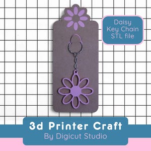 3d Druck Gänseblümchen Schlüsselanhänger STL Datei. DIY Schlüsselanhänger. Blumen 3D Druckdatei.  Blumen-Schlüsselanhänger. Gänseblümchen Schlüsselanhänger Display-Karte SVG-Datei. Stl. D4.