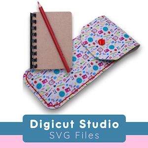 Pochette à crayons svg.  Étui à crayons Svg. Mini-cartes de correspondance pour le dos avec reliure peigne. Coudre à la main.  Retour à l'école svg.  Pochette à crayons à pliage rapide.  SH31