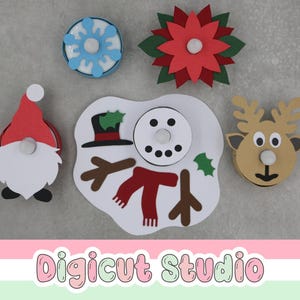 Adornos navideños con velas de té y batería SVG. Muñeco de nieve derretido SVG. Vela de té de reno. Flor de Pascua SVG. Copo de nieve SVG. CR19.