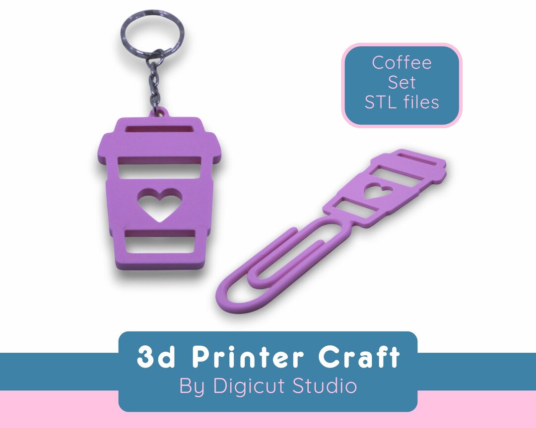 3d Printing Coffee Keyring & Coffee Paperclip Set STL Files. Coffee ...