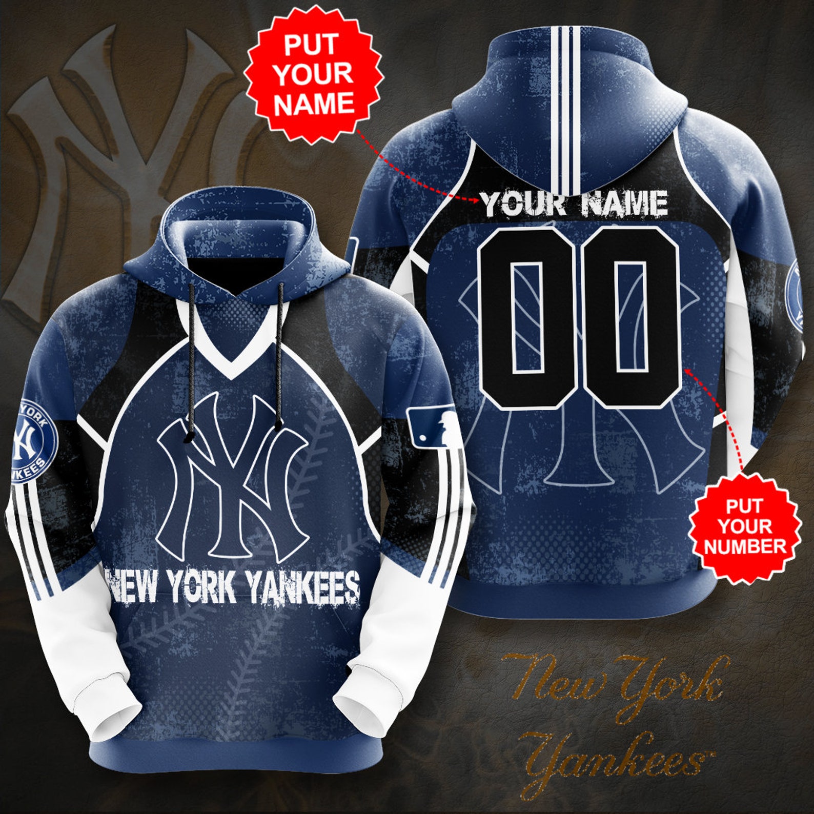 New York Yankees Hoodie New York Yankees PULLOVER HOODIE Etsy