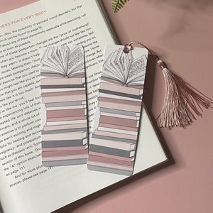 Open Book On Stack Bookmark, Book Lover Gift, Minimalist Bookmark