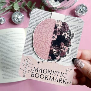 Floral Brain Magnetic Bookmark, Book Lover Gift, Mental Health Bookmark, Your Mental Health Matters, Therapist Bookmark
