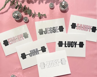 Custom Name with Barbell Greeting Card With Envelope, Powerlifter Meet Day Card, Lifting Partner Card, Gym Birthday Card, Gym Coach Card